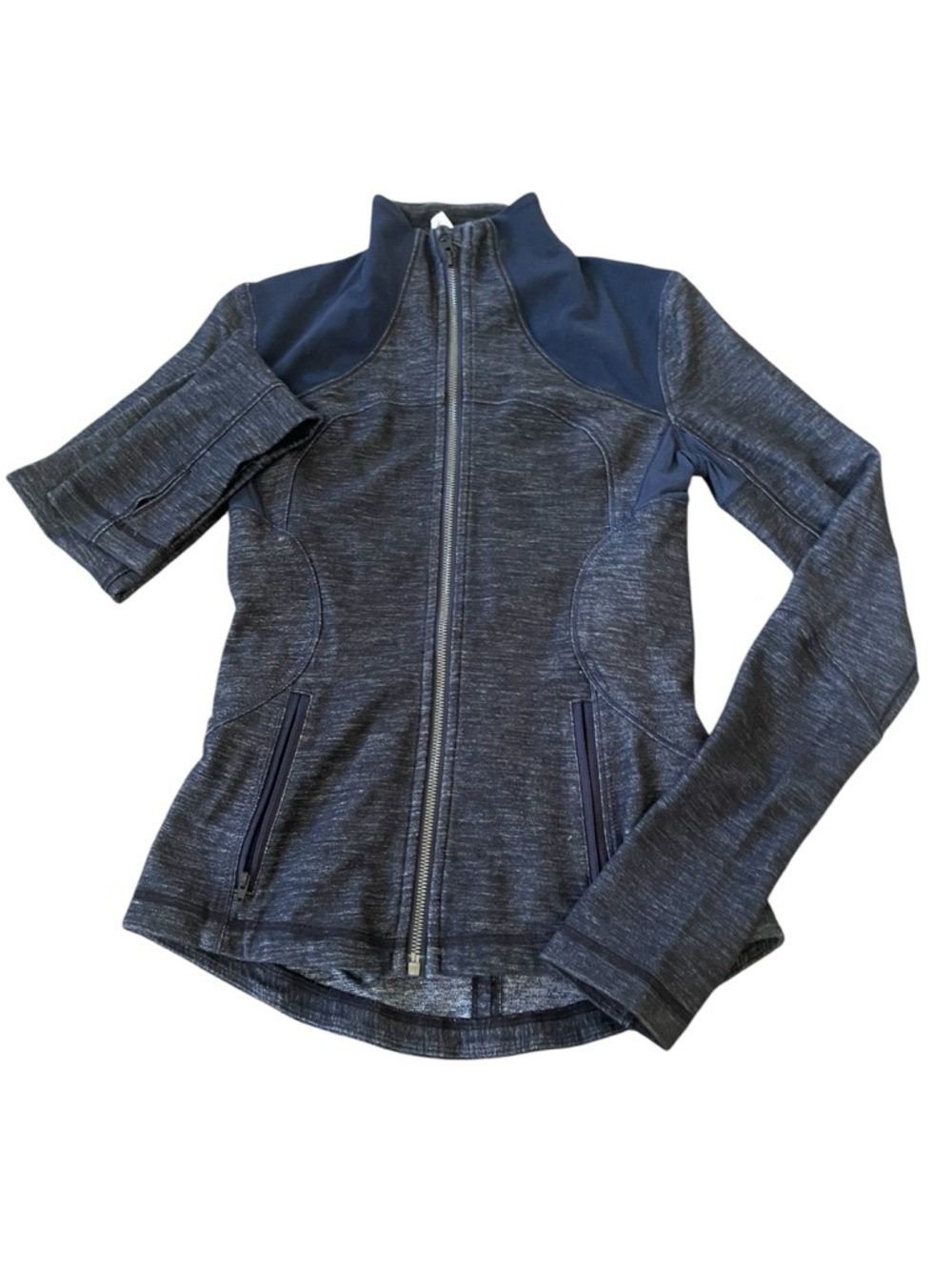 Women's Lululemon Heathered Navy Zip-Front Active Jacket | size 4